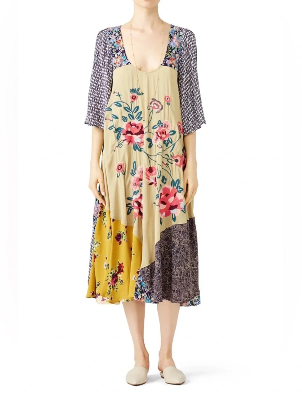 Free People River Market Mixed Print Dress S - Picture 2 of 12